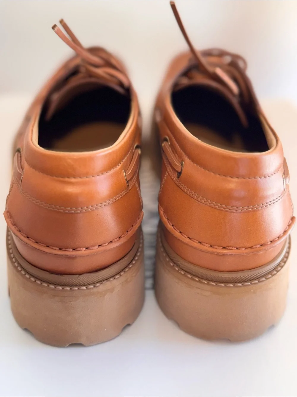 Emporio Armani Lug Sole Leather Boat Shoes Biscotto Tan Men's US 9 / UK 8 NIB